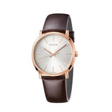 Buy Shop Calvin Klein Posh Silver Dial Brown Leather Strap Watch for Men - K8Q316G6 USA Online