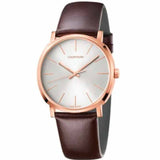 Buy Shop Calvin Klein Posh Silver Dial Brown Leather Strap Watch for Men - K8Q316G6 USA Online