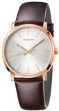 Buy Shop Calvin Klein Posh Silver Dial Brown Leather Strap Watch for Men - K8Q316G6 USA Online