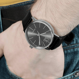 Buy Shop Calvin Klein Post Minimal Black Dial Black Leather Strap Watch for Men - K7621401 USA Online