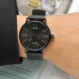 Buy Shop Calvin Klein Post Minimal Black Dial Black Leather Strap Watch for Men - K7621401 USA Online