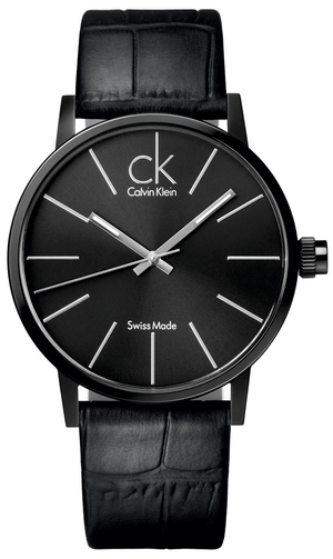 Buy Shop Calvin Klein Post Minimal Black Dial Black Leather Strap Watch for Men - K7621401 USA Online