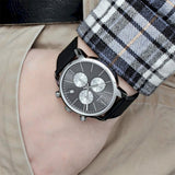 Buy Shop Calvin Klein Post Minimal Chronograph Black Dial Black Leather Strap Watch for Men - K7627107 USA Online