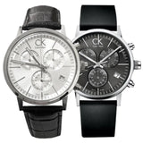 Buy Shop Calvin Klein Post Minimal Chronograph Black Dial Black Leather Strap Watch for Men - K7627107 USA Online