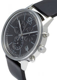 Buy Shop Calvin Klein Post Minimal Chronograph Black Dial Black Leather Strap Watch for Men - K7627107 USA Online
