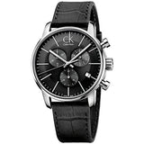 Buy Shop Calvin Klein Post Minimal Chronograph Black Dial Black Leather Strap Watch for Men - K7627107 USA Online