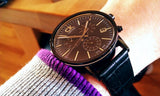 Buy Shop Calvin Klein Post Minimal Chronograph Black Dial Black Leather Strap Watch for Men - K7627401 USA Online