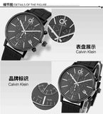 Buy Shop Calvin Klein Post Minimal Chronograph Black Dial Black Leather Strap Watch for Men - K7627401 USA Online