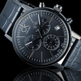 Buy Shop Calvin Klein Post Minimal Chronograph Black Dial Black Leather Strap Watch for Men - K7627401 USA Online