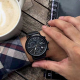 Buy Shop Calvin Klein Post Minimal Chronograph Black Dial Black Leather Strap Watch for Men - K7627401 USA Online