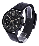 Buy Shop Calvin Klein Post Minimal Chronograph Black Dial Black Leather Strap Watch for Men - K7627401 USA Online