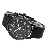Buy Shop Calvin Klein Post Minimal Chronograph Black Dial Black Leather Strap Watch for Men - K7627401 USA Online