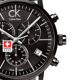 Buy Shop Calvin Klein Post Minimal Chronograph Black Dial Black Leather Strap Watch for Men - K7627401 USA Online