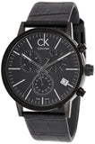 Buy Shop Calvin Klein Post Minimal Chronograph Black Dial Black Leather Strap Watch for Men - K7627401 USA Online