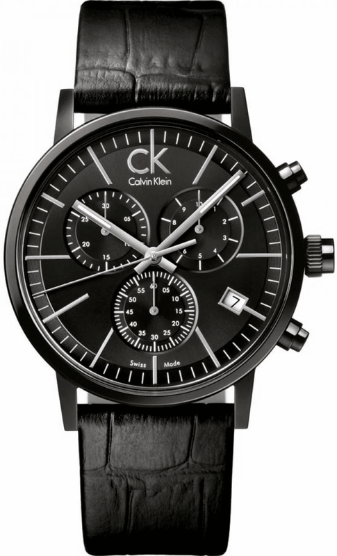 Buy Shop Calvin Klein Post Minimal Chronograph Black Dial Black Leather Strap Watch for Men - K7627401 USA Online