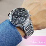 Buy Shop Calvin Klein Post Minimal Chronograph Black Dial Silver Steel Strap Watch for Men - K7627161 USA Online
