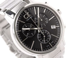 Buy Shop Calvin Klein Post Minimal Chronograph Black Dial Silver Steel Strap Watch for Men - K7627161 USA Online
