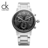 Buy Shop Calvin Klein Post Minimal Chronograph Black Dial Silver Steel Strap Watch for Men - K7627161 USA Online