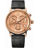Buy Shop Calvin Klein Post Minimal Chronograph Rose Gold Dial Black Leather Strap Watch for Men - K7627201 USA Online