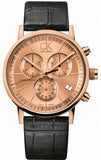 Buy Shop Calvin Klein Post Minimal Chronograph Rose Gold Dial Black Leather Strap Watch for Men - K7627201 USA Online