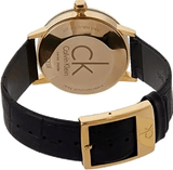 Buy Shop Calvin Klein Post Minimal Gold Dial Black Leather Strap Watch For Men - K7621501 USA Online