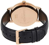 Buy Shop Calvin Klein Post Minimal Rose Gold Dial Black Leather Strap Watch for Men - K7621201 USA Online