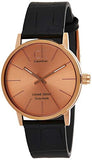 Buy Shop Calvin Klein Post Minimal Rose Gold Dial Black Leather Strap Watch for Men - K7621201 USA Online