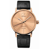 Buy Shop Calvin Klein Post Minimal Rose Gold Dial Black Leather Strap Watch for Men - K7621201 USA Online