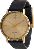 Buy Shop Calvin Klein Post Minimal Rose Gold Dial Black Leather Strap Watch For Men - K7622201 USA Online