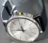 Buy Shop Calvin Klein Post Minimal Silver Dial Black Leather Strap Watch for Men - K7621192 USA Online