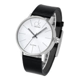 Buy Shop Calvin Klein Post Minimal Silver Dial Black Leather Strap Watch for Men - K7621192 USA Online