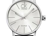 Buy Shop Calvin Klein Post Minimal Silver Dial Black Leather Strap Watch for Men - K7621192 USA Online