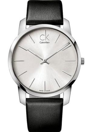 Buy Shop Calvin Klein Post Minimal Silver Dial Black Leather Strap Watch for Men - K7621192 USA Online