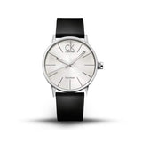 Buy Shop Calvin Klein Post Minimal Silver Dial Black Leather Strap Watch for Men - K7622185 USA Online