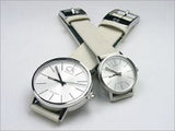 Buy Shop Calvin Klein Post Minimal Silver Dial White Leather Strap Watch for Men - K7621126 USA Online