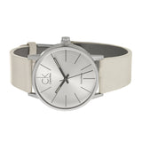 Buy Shop Calvin Klein Post Minimal Silver Dial White Leather Strap Watch for Men - K7621126 USA Online