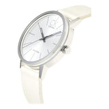 Buy Shop Calvin Klein Post Minimal Silver Dial White Leather Strap Watch for Men - K7621126 USA Online