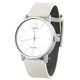 Buy Shop Calvin Klein Post Minimal Silver Dial White Leather Strap Watch for Men - K7621126 USA Online