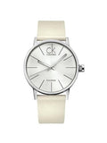 Buy Shop Calvin Klein Post Minimal Silver Dial White Leather Strap Watch for Men - K7621126 USA Online