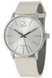 Buy Shop Calvin Klein Post Minimal Silver Dial White Leather Strap Watch for Men - K7621126 USA Online