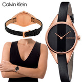 Buy Shop Calvin Klein Rebel Black Dial Black Leather Strap Watch for Women - K8P236C1 USA Online