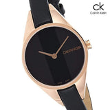 Buy Shop Calvin Klein Rebel Black Dial Black Leather Strap Watch for Women - K8P236C1 USA Online