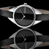 Buy Shop Calvin Klein Rebel Black Grey Dial Black Leather Strap Watch for Women - K8P231C1 USA Online
