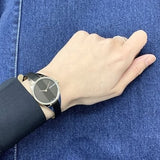 Buy Shop Calvin Klein Rebel Black Grey Dial Black Leather Strap Watch for Women - K8P231C1 USA Online