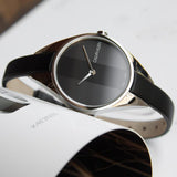 Buy Shop Calvin Klein Rebel Black Grey Dial Black Leather Strap Watch for Women - K8P231C1 USA Online