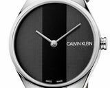 Buy Shop Calvin Klein Rebel Black Grey Dial Black Leather Strap Watch for Women - K8P231C1 USA Online