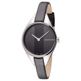 Buy Shop Calvin Klein Rebel Black Grey Dial Black Leather Strap Watch for Women - K8P231C1 USA Online
