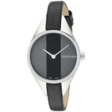 Buy Shop Calvin Klein Rebel Black Grey Dial Black Leather Strap Watch for Women - K8P231C1 USA Online
