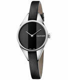 Buy Shop Calvin Klein Rebel Black Grey Dial Black Leather Strap Watch for Women - K8P231C1 USA Online