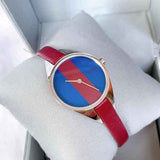 Buy Shop Calvin Klein Rebel Blue Maroon Dial Maroon Leather Strap Watch for Women - K8P231UN USA Online